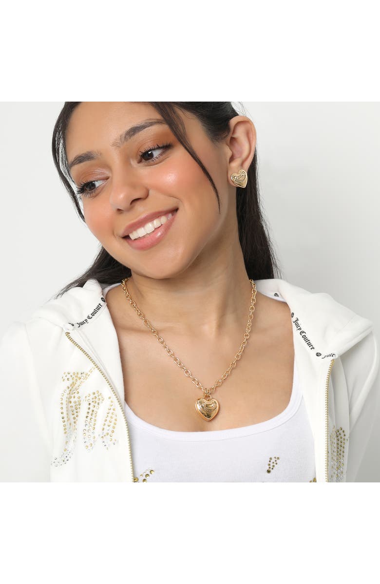 Juicy Couture Gold-Tone Heart Pendant Necklace, Alternate, color, Gold
