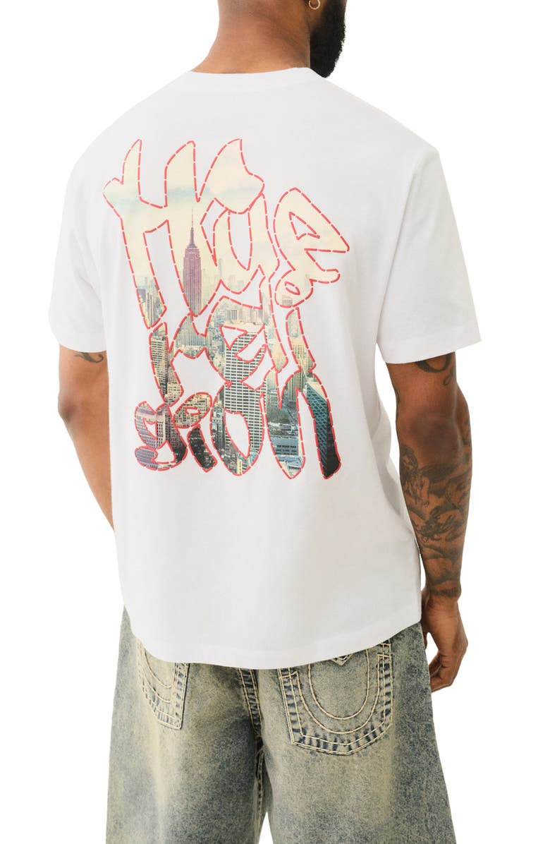 True Religion Photo Real Puff Paint Graphic T-Shirt, Alternate, color, Optic White