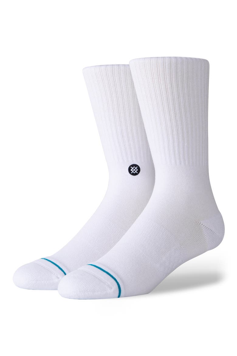 Icon Quarter Crew Socks, Main, color, WHITEBLACK
