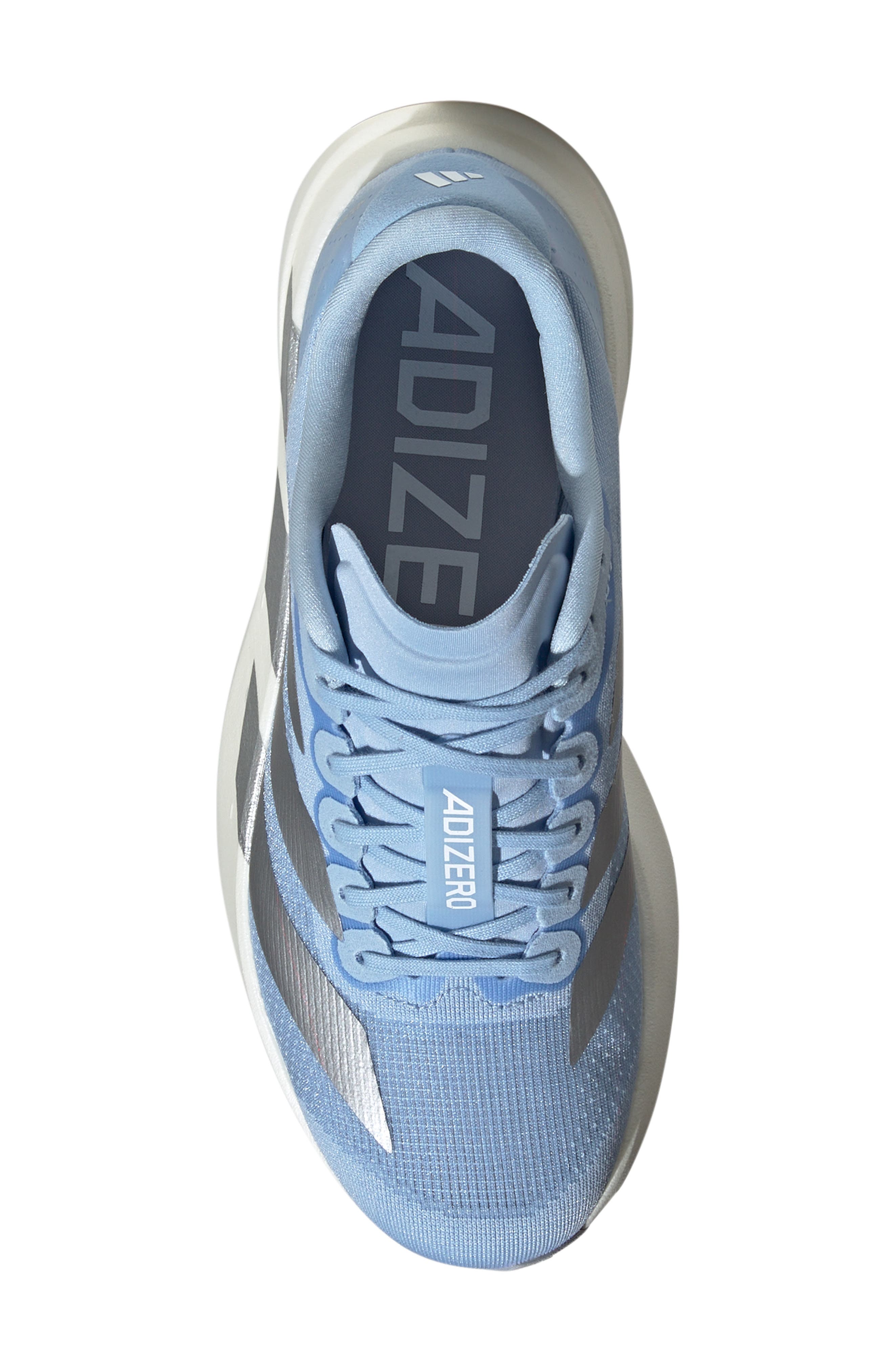 adidas Adizero Evo SL Running Shoe, Alternate, color, Glow Blue/ Silver/ Ftwr White