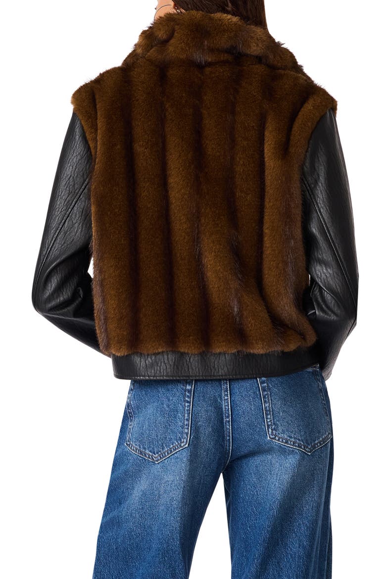 Ryland Faux Fur & Faux Leather Jacket, Alternate, color, FUR PRINT
