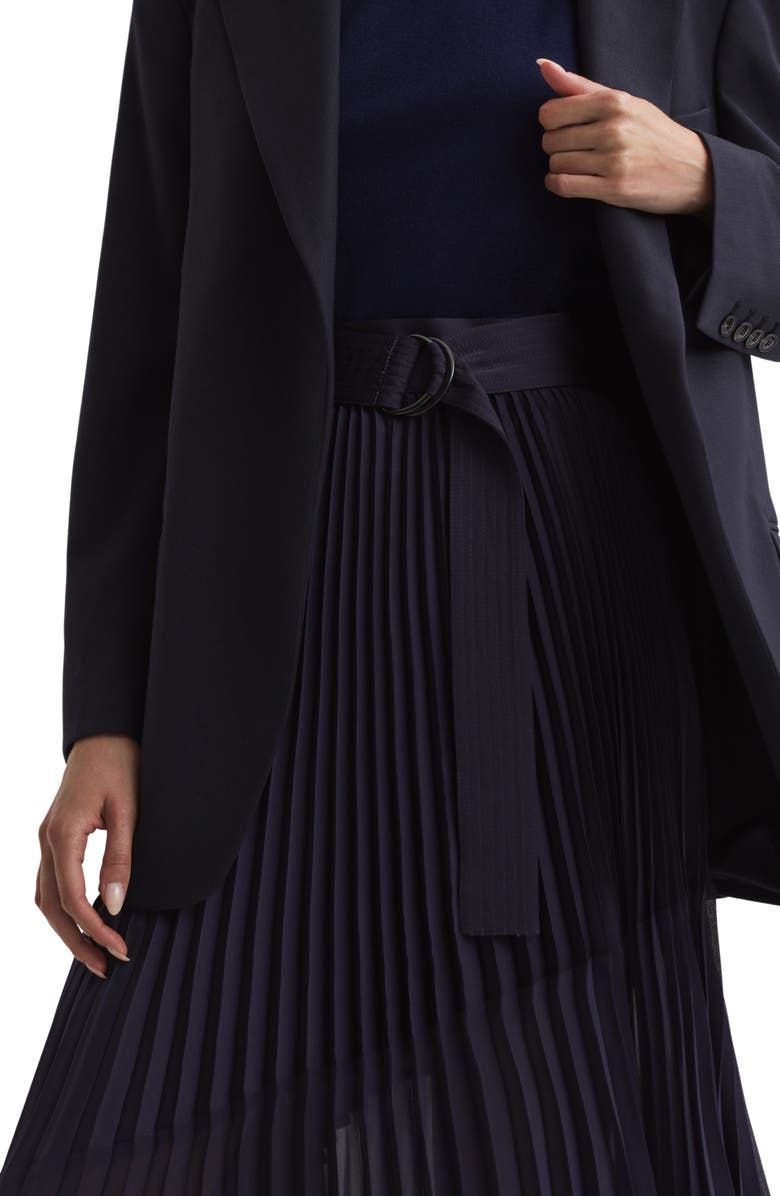 Reiss Anya Pleat Belted Midi Skirt, Alternate, color,