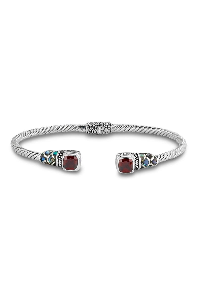 Sterling Silver Twist Cable Cuff Bracelet, Main, color, SILVER/ RED
