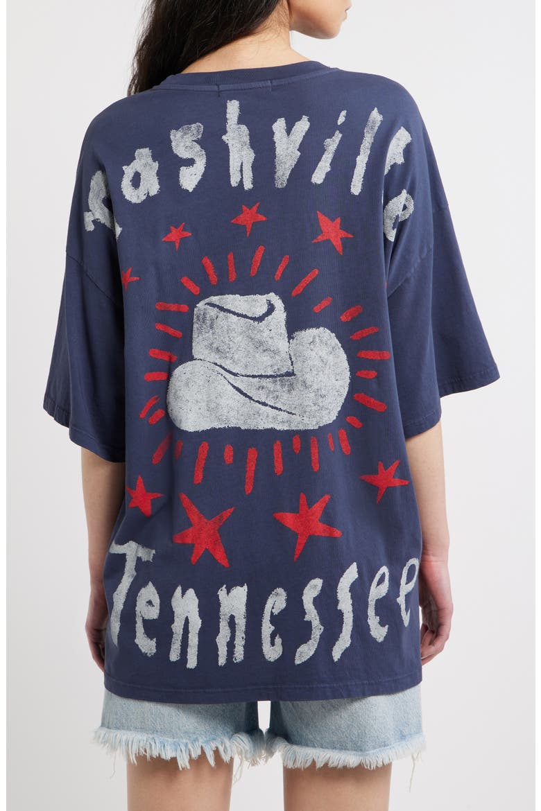Johnny Cash Doodles Oversized Graphic Tee, Alternate, color, VINTAGE NAVY