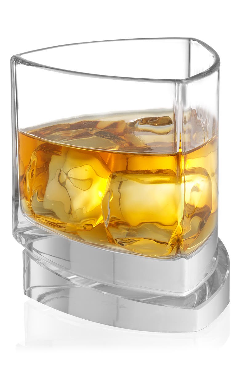 JoyJolt Aqua Vitae Triangle Off Base Set of 2 Whiskey Glasses, Alternate, color, Clear