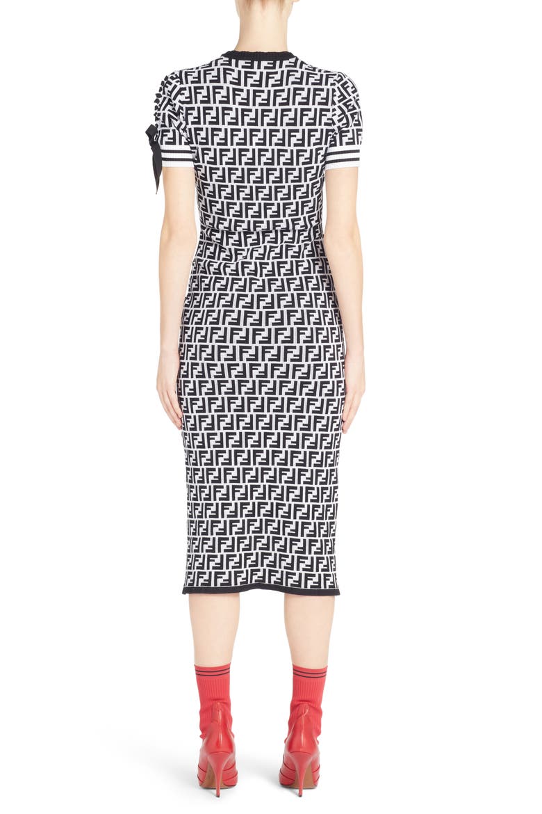 Logo Body-Con Dress, Alternate, color, WHITE BLACK