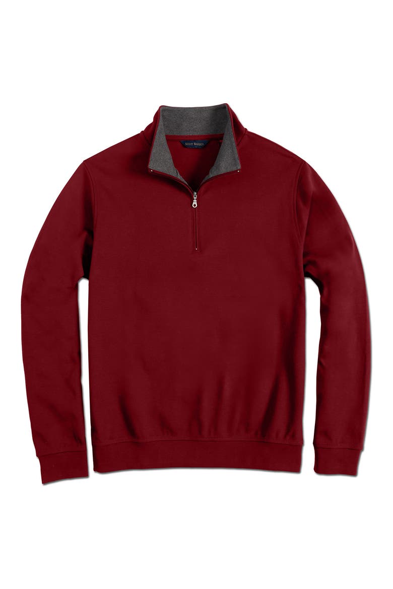 Pima Cotton Interlock Quarter Zip Pullover, Alternate, color, BURGUNDY