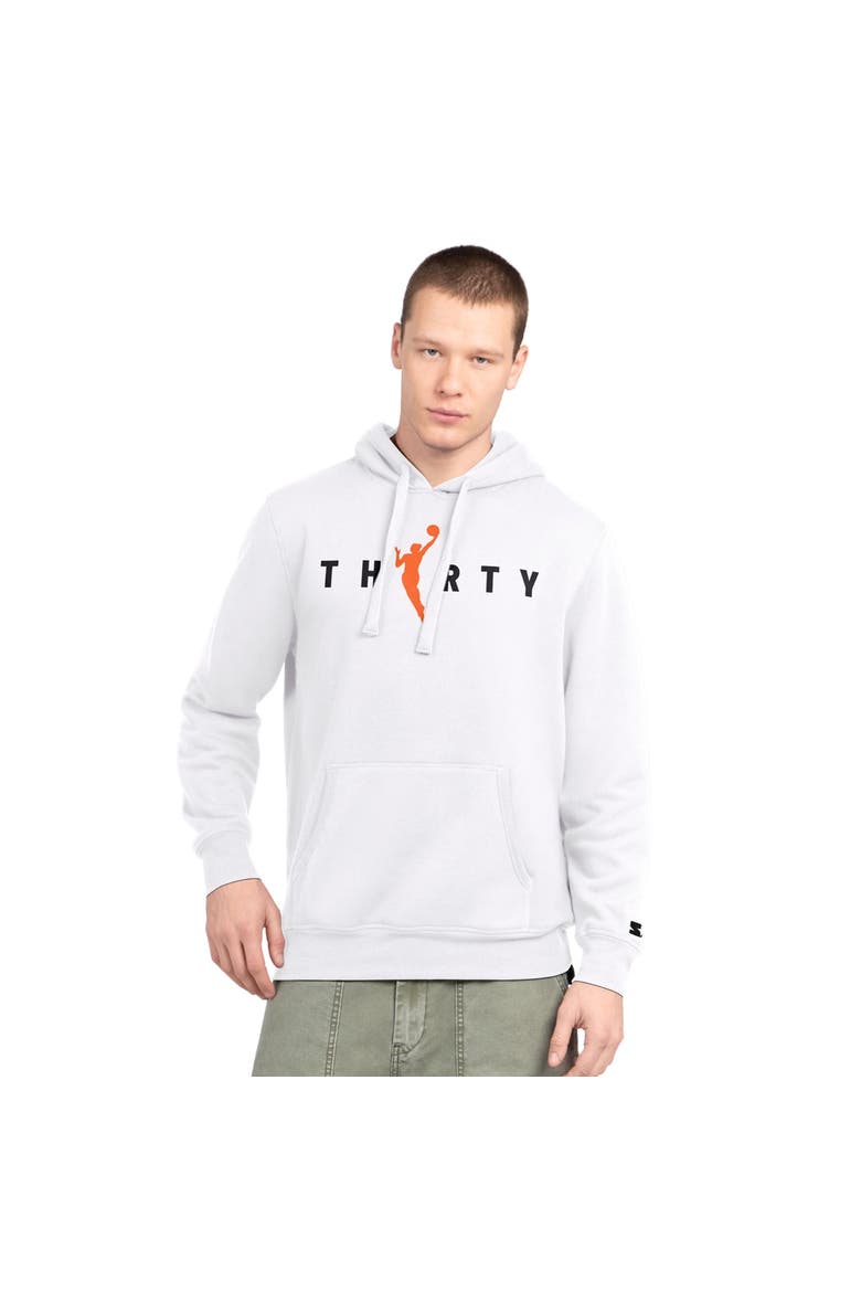 Men's Starter  White WNBA 30th Anniversary Pitcher Pullover Hoodie, Main, color, White
