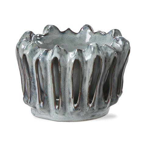 Lagoon Teal Reactive Glazed Stoneware Planter for 4" Pots