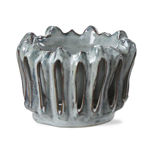 Tag Lagoon Teal Reactive Glazed Stoneware Planter For 4" Pots In Gray