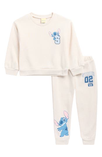 Assorted X Disney® Kids' Stitch Stay Weird Sweatshirt & Joggers Set In Beige