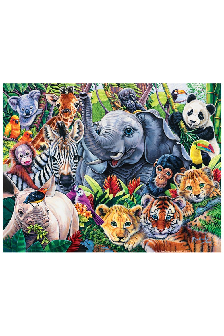 Safari Friends 100 Piece Jigsaw Puzzle, Alternate, color, Multicolor