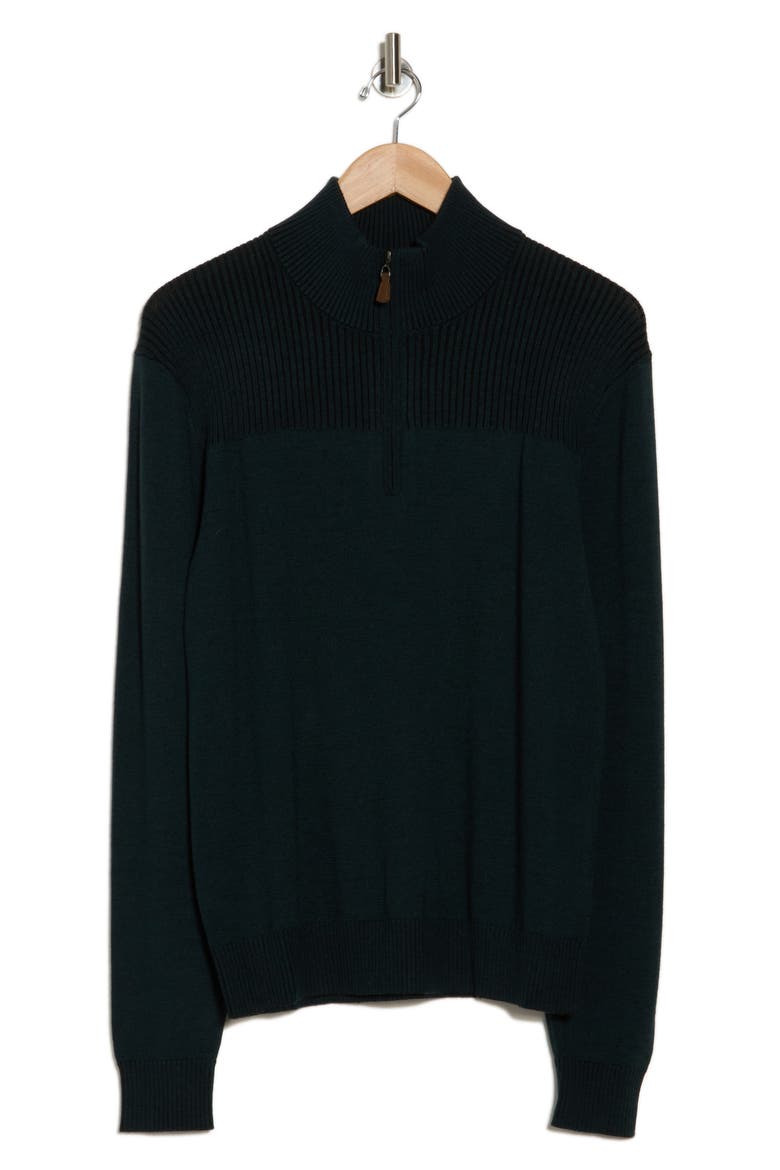 Merino Wool Plaited Quarter-Zip Pullover, Alternate, color, BLACK GREY