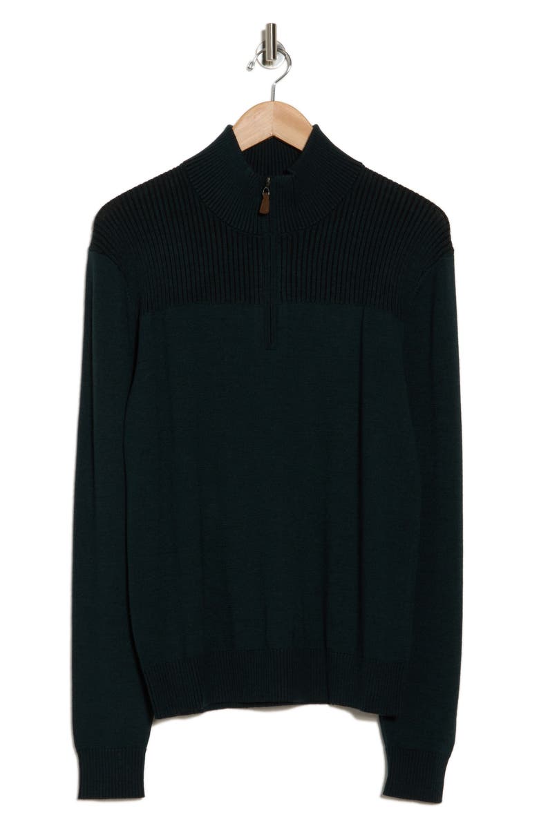 Bruno Magli Merino Wool Plaited Quarter-Zip Pullover, Alternate, color, 