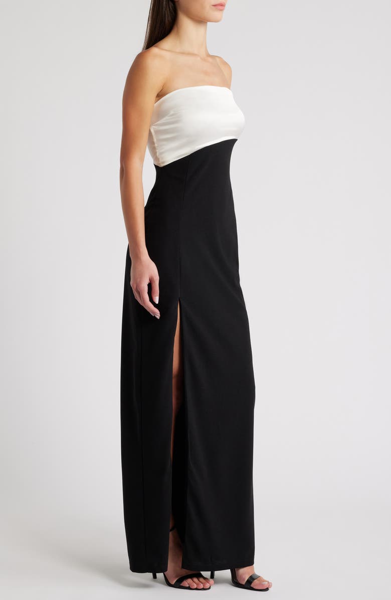 Lulus Majorly Sophisticated Colorblock Strapless Gown, Alternate, color, 