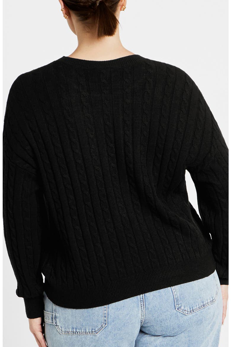 Kenia Cable Stitch Sweater, Alternate, color, BLACK