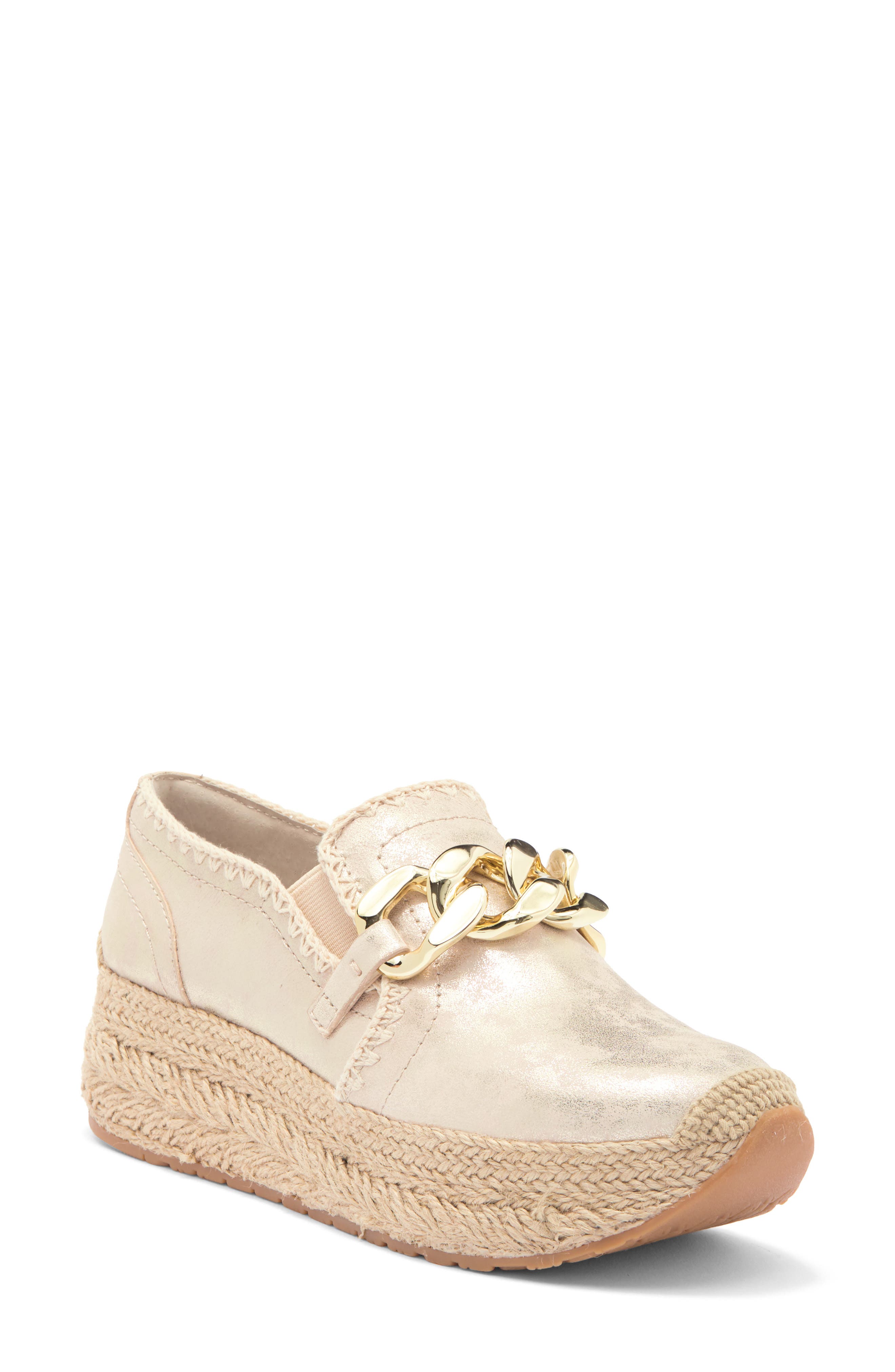 Jhenee Platform Slip-On Sneaker, Main, color, LIGHT GOLD NUBUCK