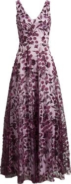 Eliza J Floral Appliqué Sleeveless Gown