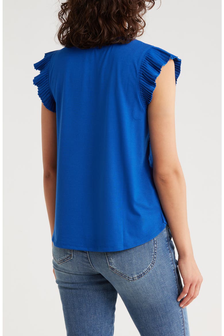 Mix Media Plissé Sleeve T-shirt, Alternate, color, COSMIC COBALT