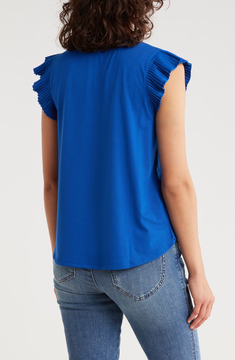 Democracy Mix Media Plissé Sleeve T-shirt, Alternate, color, Cosmic Cobalt