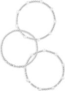 NORDSTROM RACK Set of 3 Faux Pearl Beaded Stretch Bracelets