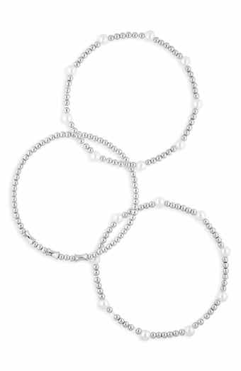 NORDSTROM RACK Set of 3 Faux Pearl Beaded Stretch Bracelets