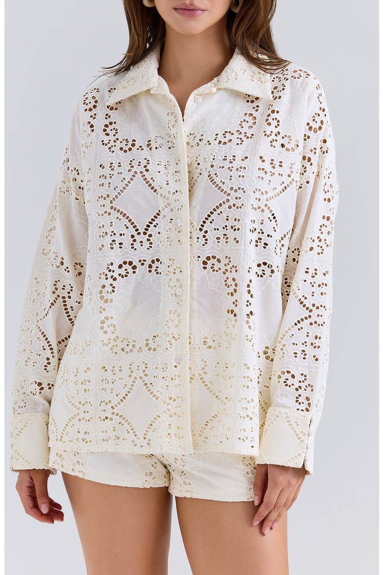 Samah Broderie Anglaise Shirt, Main, color, WHITE