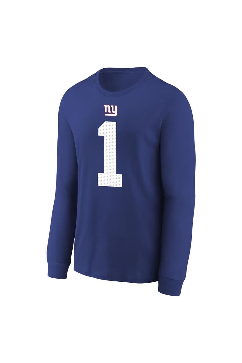 Youth Nike Malik Nabers Royal New York Giants Player Name & Number Long Sleeve T-Shirt, Alternate, color, Royal