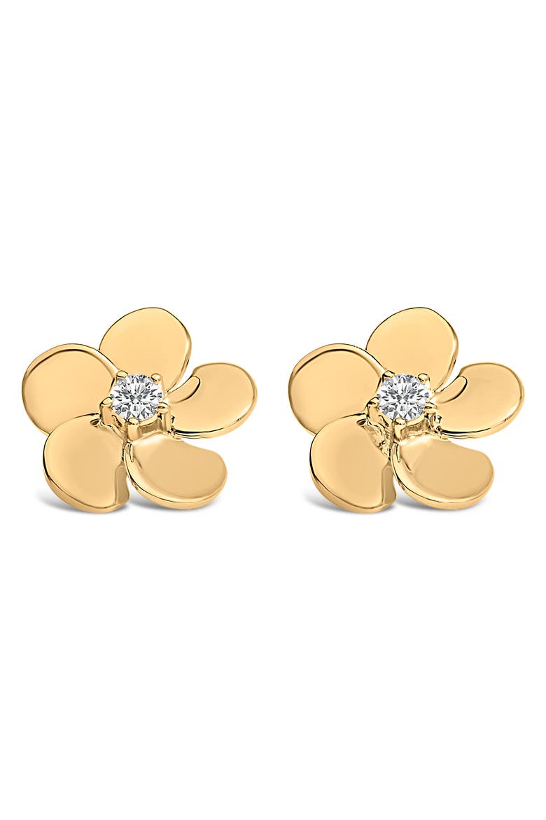 10K Gold 1/3 Cttw Lab Grown Diamond Flower Petal Stud Earrings, Main, color, Yellow