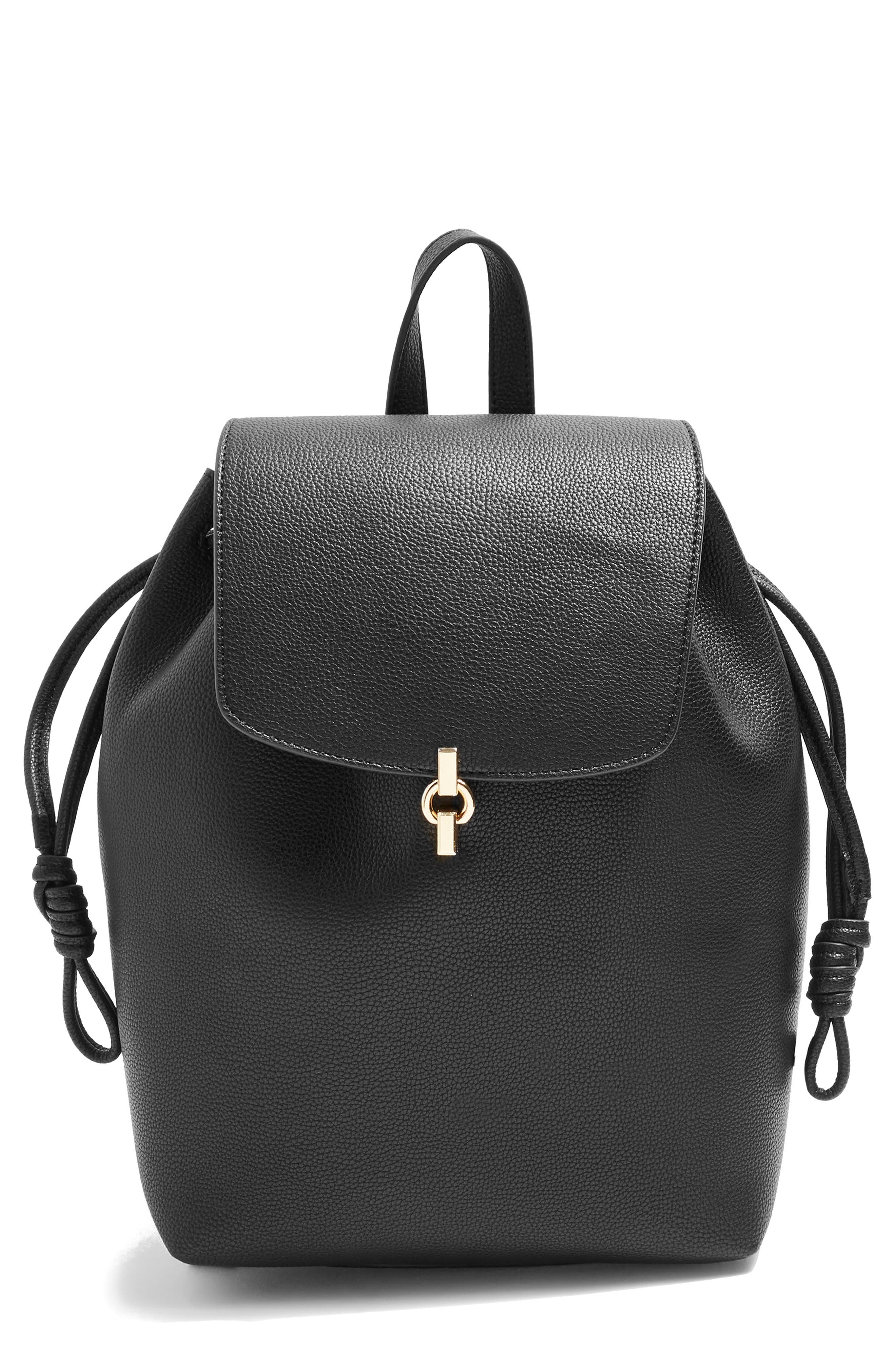 Topshop Lucy Metal Tab Backpack, Main, color, 