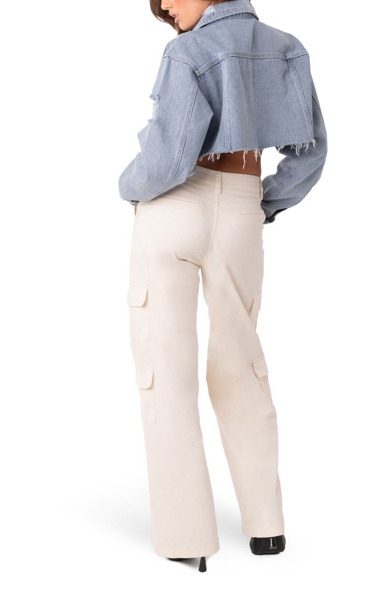 EDIKTED Addison Crop Denim Jacket, Alternate, color, 