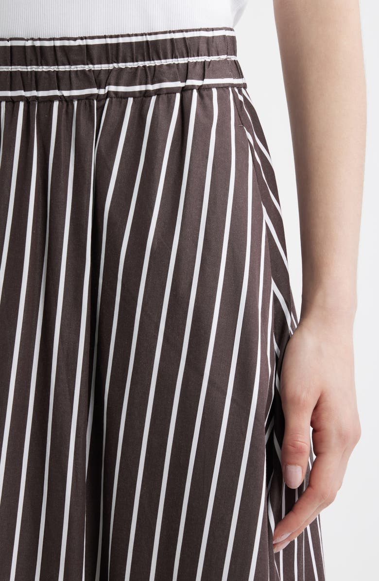 Madewell Stripe Cotton Poplin A-Line Midi Skirt, Alternate, color, Chocolate Plum