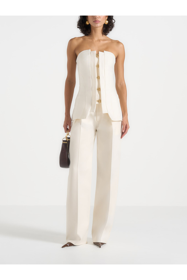 Viviane Clasp Detail Bandeau Top, Main, color, Off White