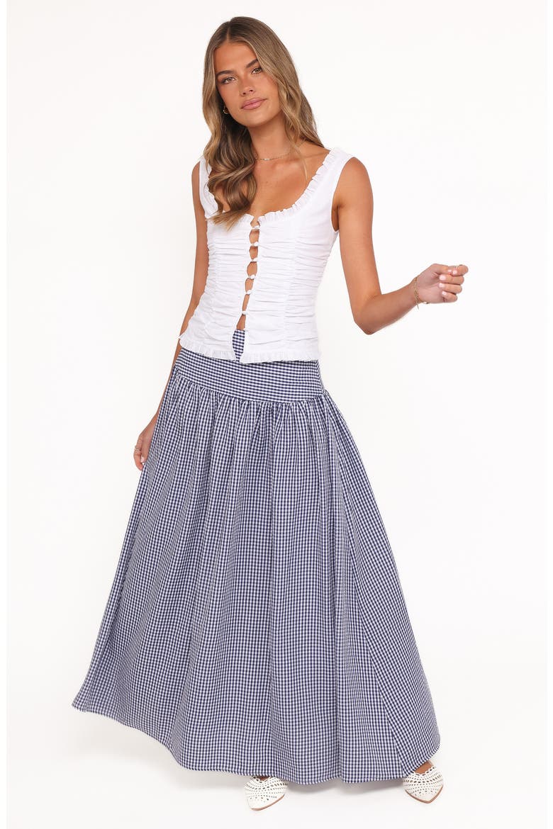 Laurita Gingham Maxi Skirt, Alternate, color, NAVY GINGHAM