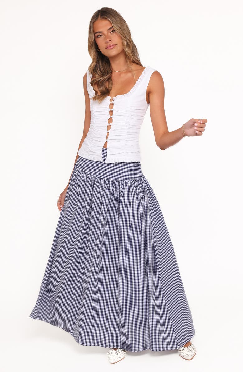 Petal & Pup Laurita Gingham Maxi Skirt, Alternate, color, Navy Gingham