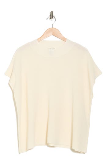 Eileen Fisher Mock Neck Organic Linen & Cotton Sweater In Soft White