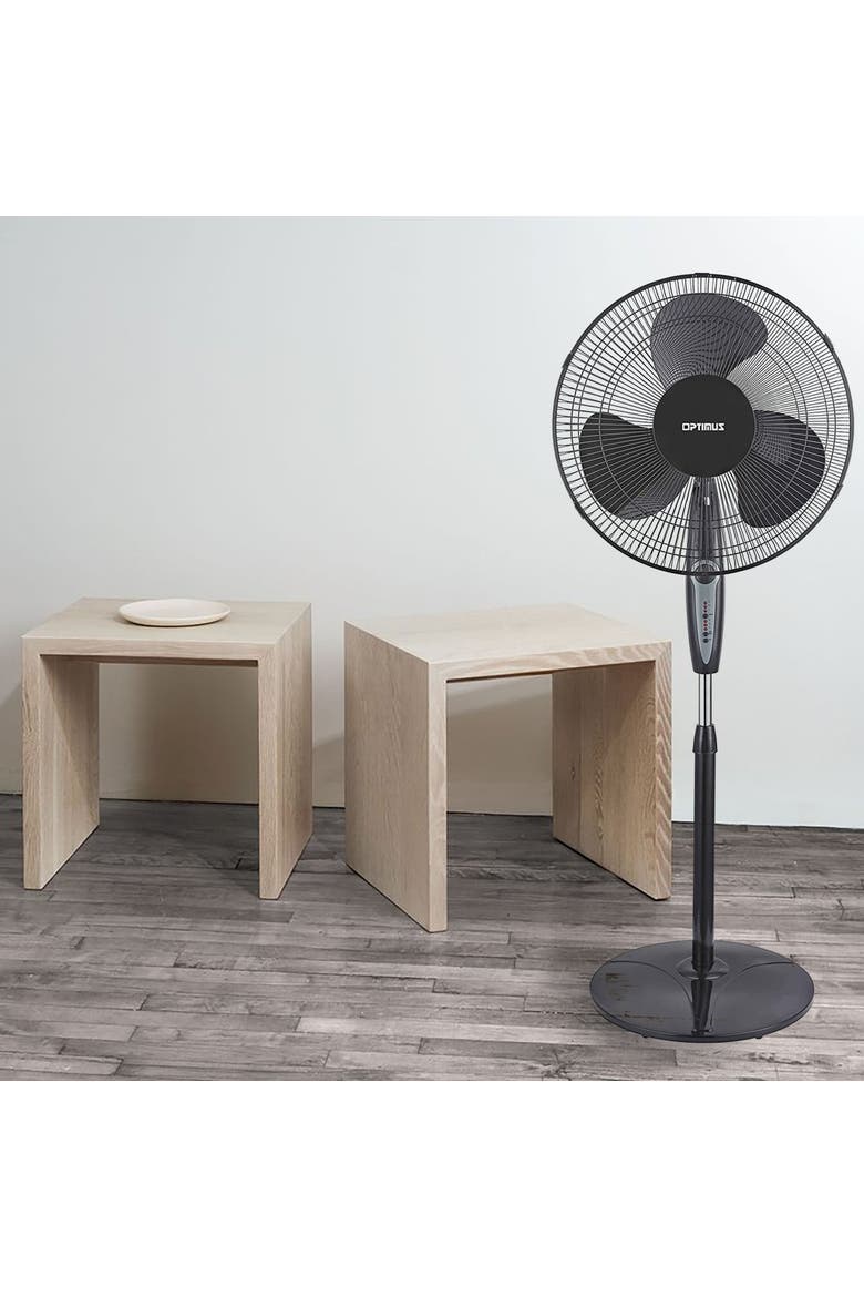 16 in. Oscillating Stand Fan with Remote Control, Alternate, color, Black
