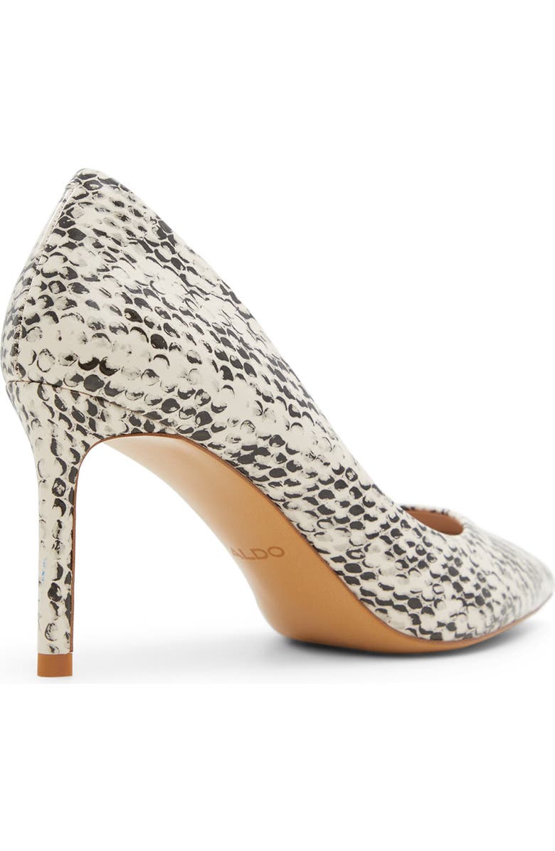 ALDO Stessy Pointed Toe Pump, Alternate, color, Cream/ Black Embossed