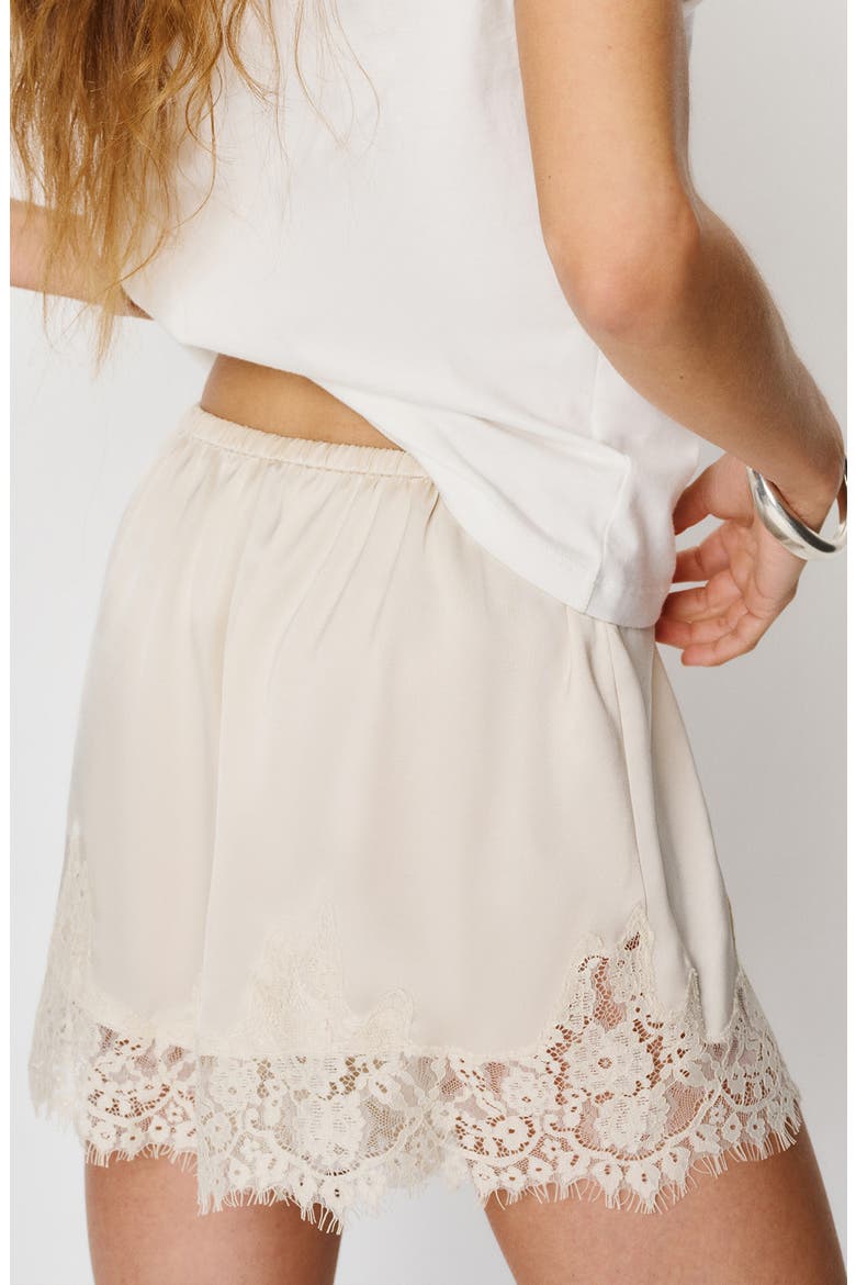 Fern Satin Shorts, Alternate, color, ALMOND