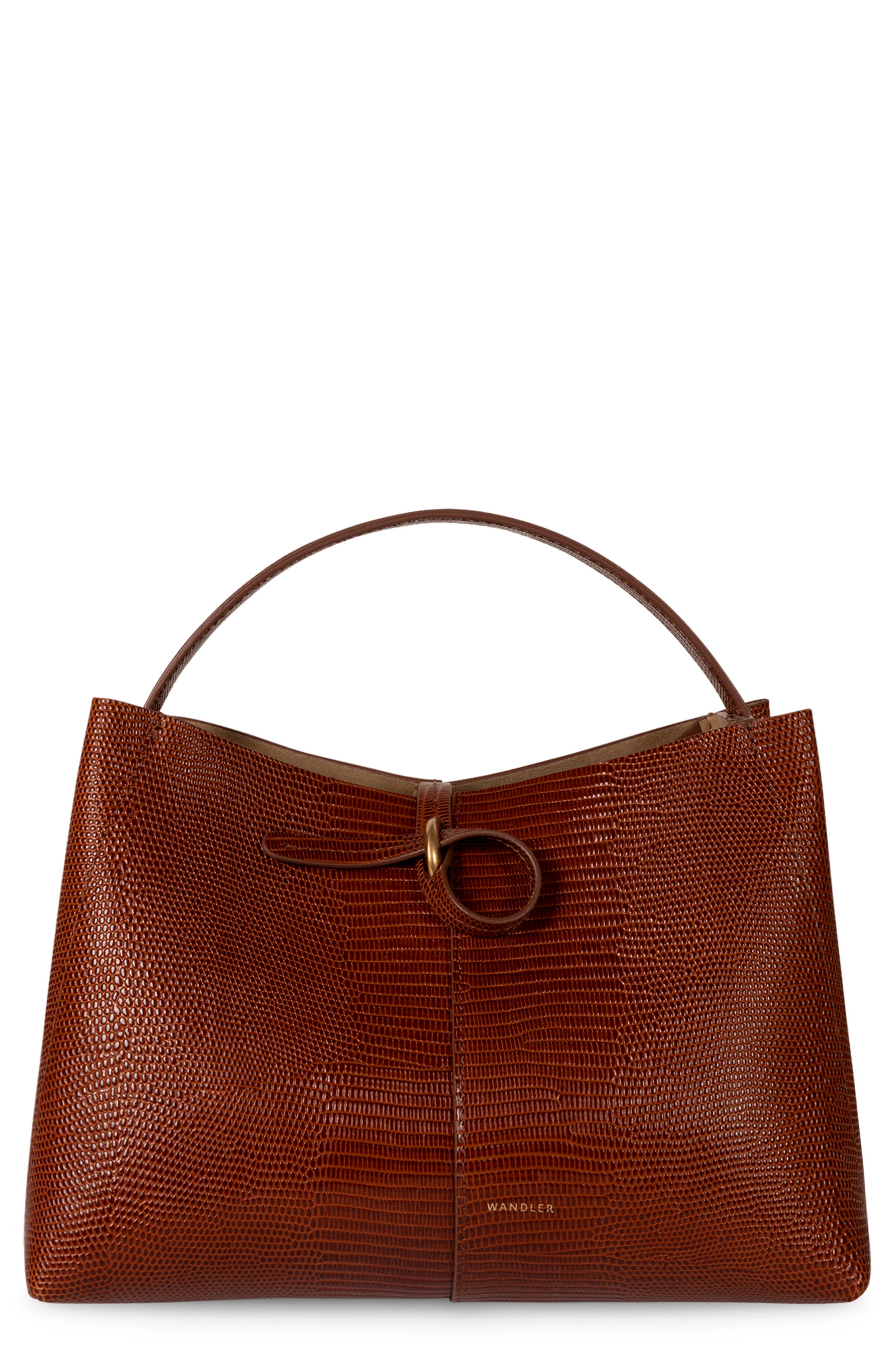 Wandler Mini Ava Croc Embossed Leather Tote, Main, color, 