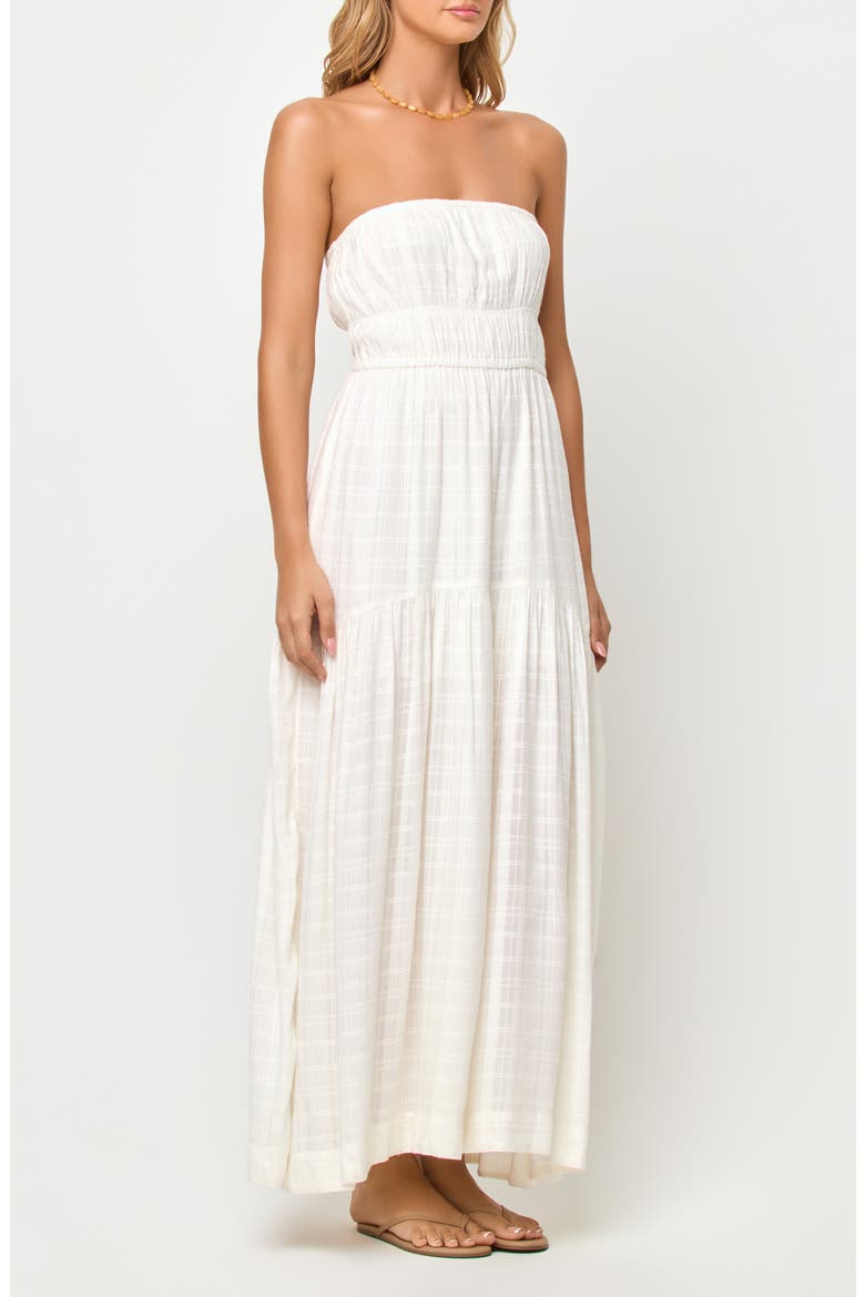 Cora Strapless High-Low Maxi Dress, Alternate, color, CREAM