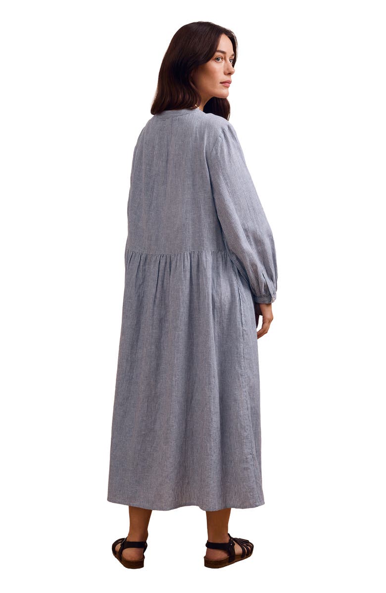 Celtic & Co. Button Front Midi Shirt Dress, Alternate, color, Blue Stripe