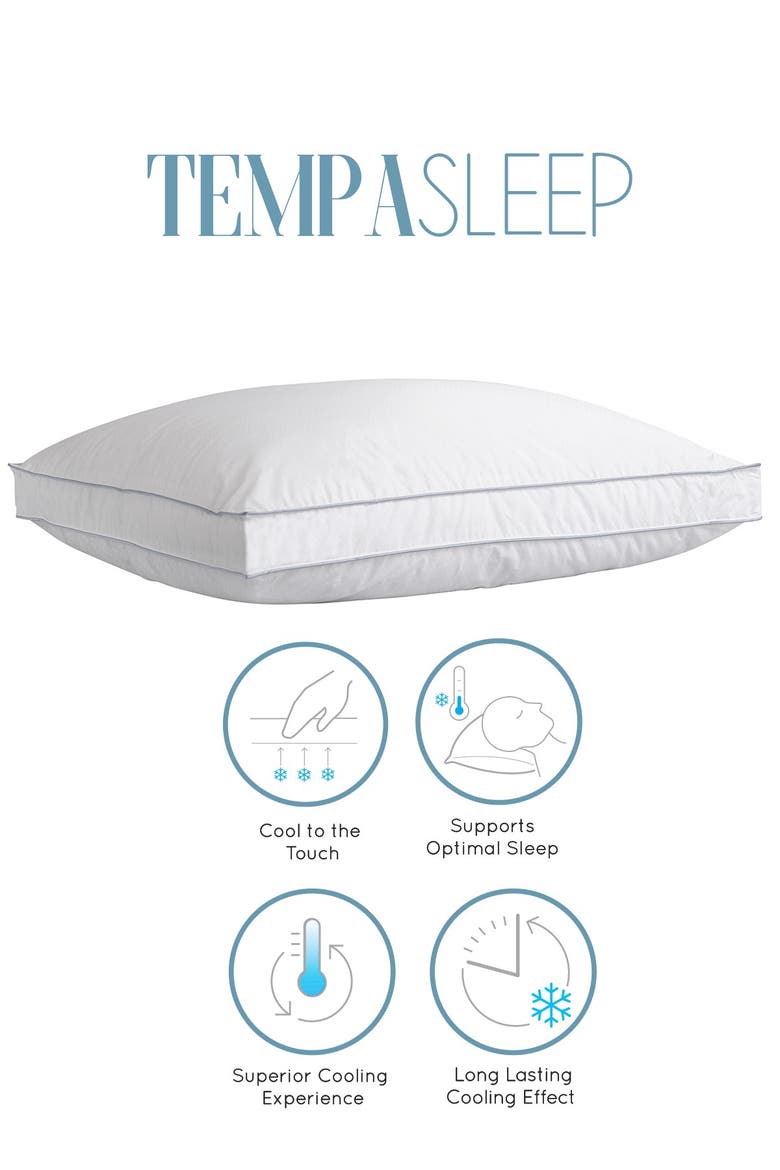 Tempa Sleep Standard Cooling Cotton Down Alternative Gusseted Pillow, Alternate, color, WHITE