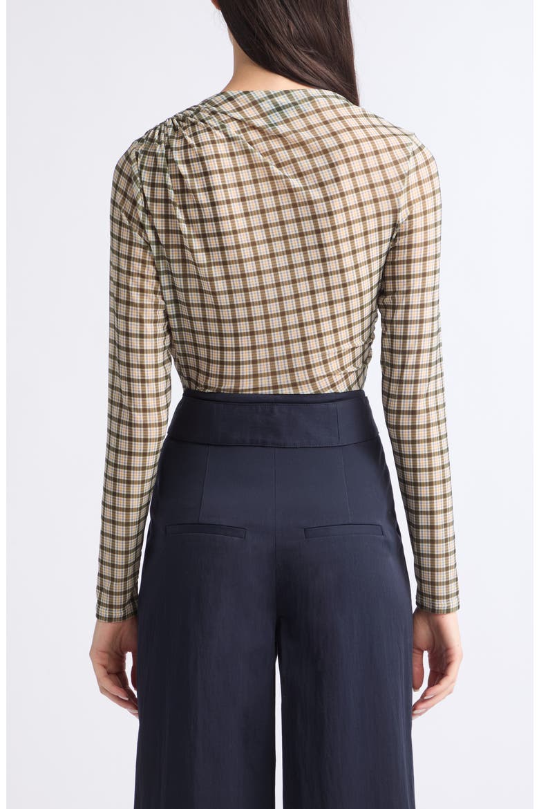 Nuvina Check Ruched Top, Alternate, color, LODEN MULTI