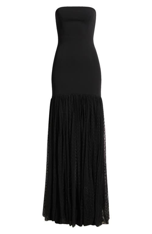 Sonya Moda Nayla Mixed Media Strapless Gown In Midnight