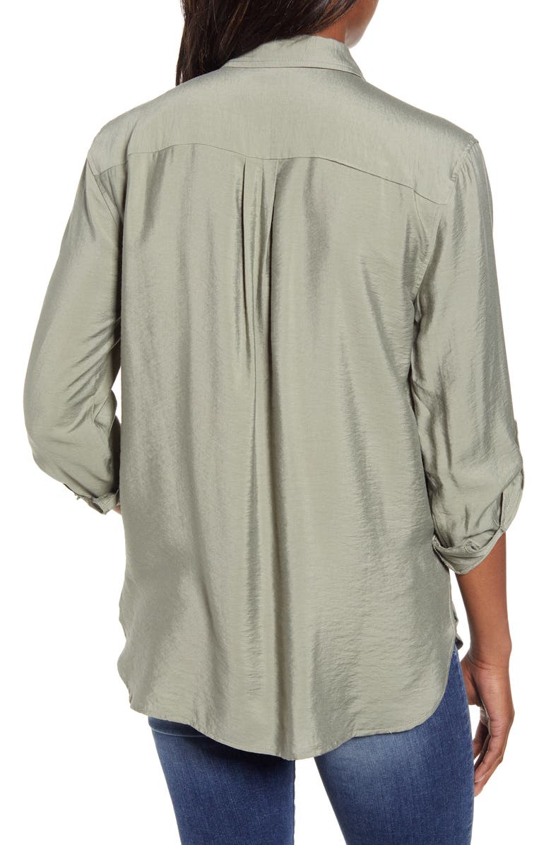 Vince Camuto Hammered Satin Utility Shirt, Alternate, color,