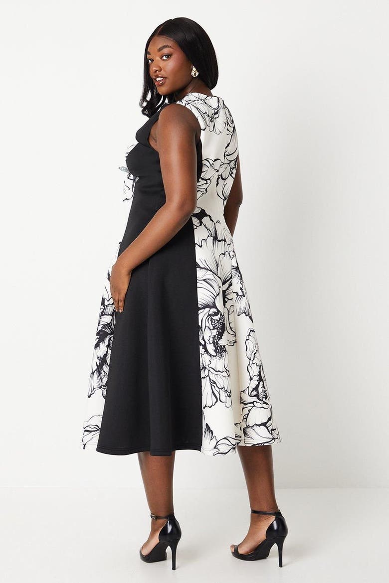 Plus Colour Block Scuba Midi Dress, Alternate, color, Mono