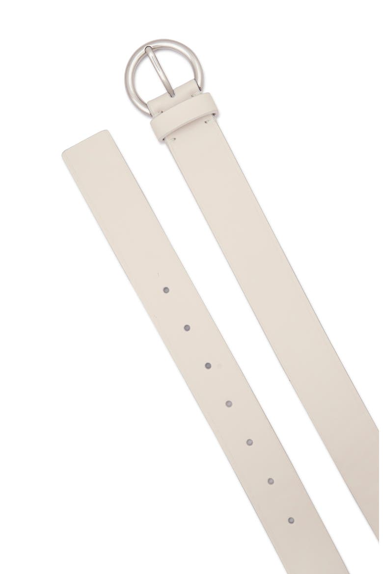 Flat Ring Leather Belt, Alternate, color, MILK