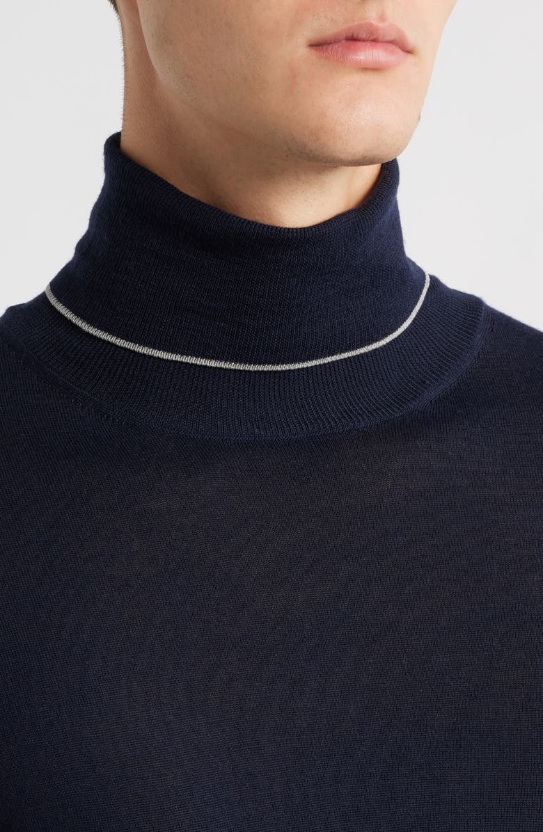 Canali Turtleneck Wool Sweater, Alternate, color, Navy