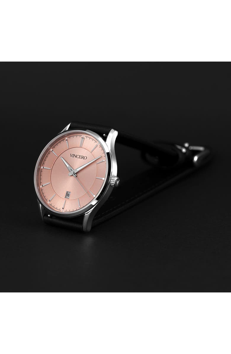 Vincero Kairos Leather Strap Watch, 38mm, Alternate, color, Salmon
